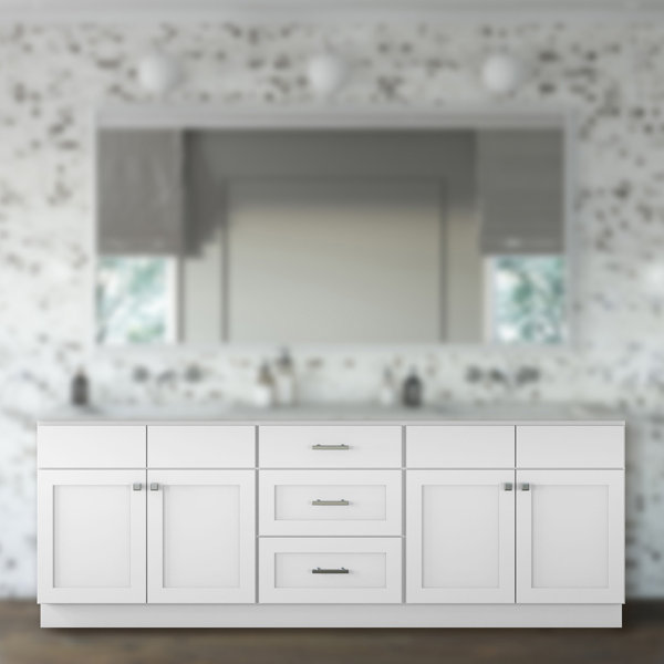 RTA Cabinet Store 96'' Double Bathroom Vanity Base Only in Easton White | Wayfair